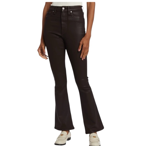 7 For All Mankind Coated ULTRA HIGH RISE SKINNY BOOT in Chocolate Size 26/2 - Picture 2 of 11